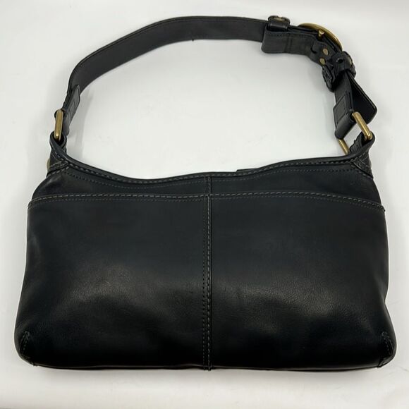 Coach Bleecker Hobo 11416 Black Glove-Tanned Leather Shoulder Bag Y2K Tattersall - Picture 3 of 17